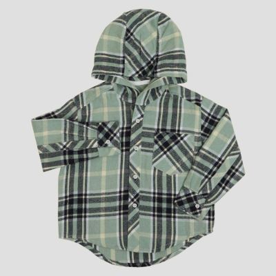 شومیز فلانل آستین بلند کلاه دار