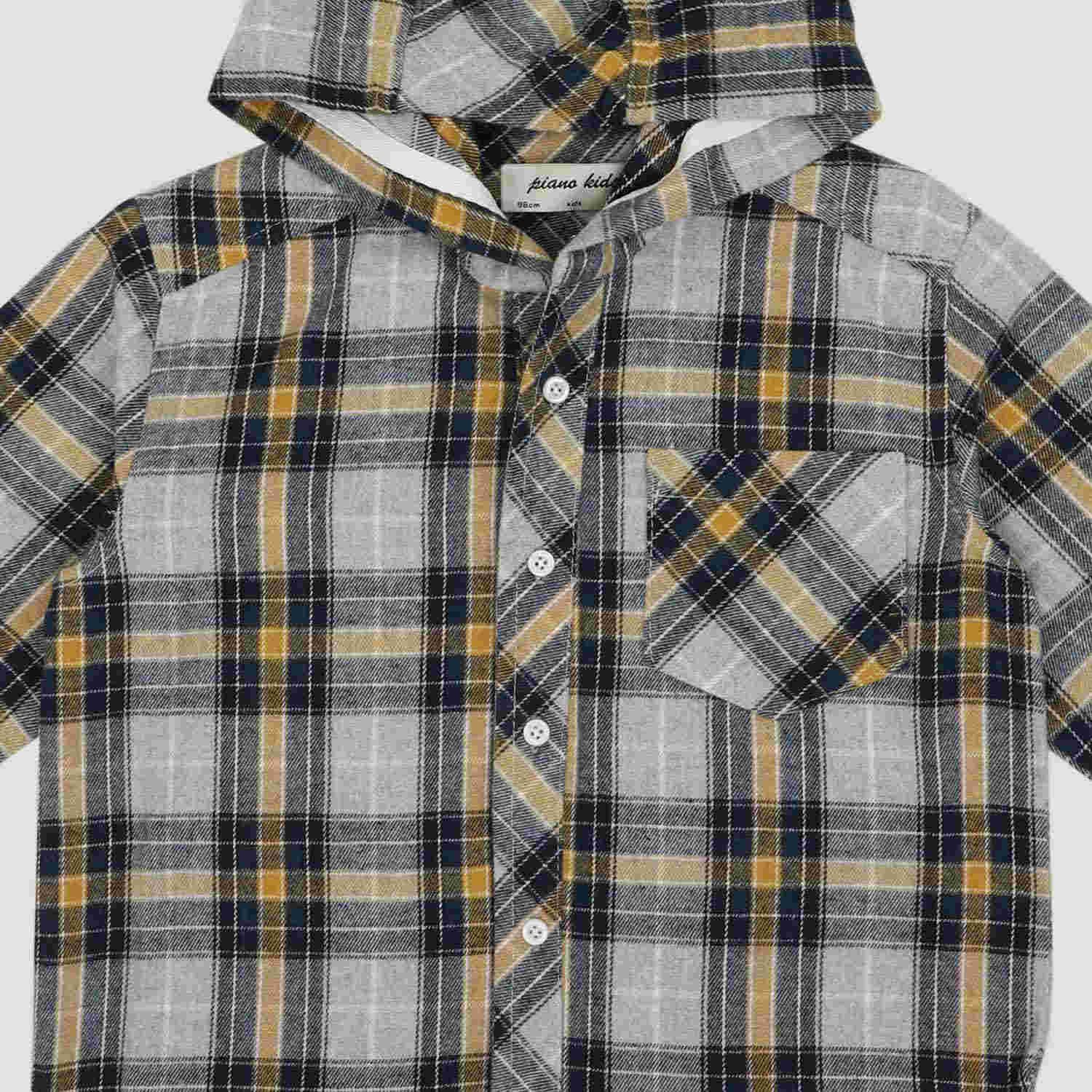 شومیز فلانل آستین بلند کلاه دار