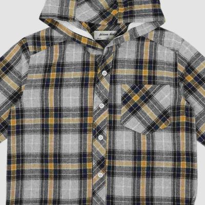 شومیز فلانل آستین بلند کلاه دار