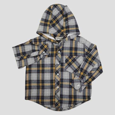 شومیز فلانل آستین بلند کلاه دار