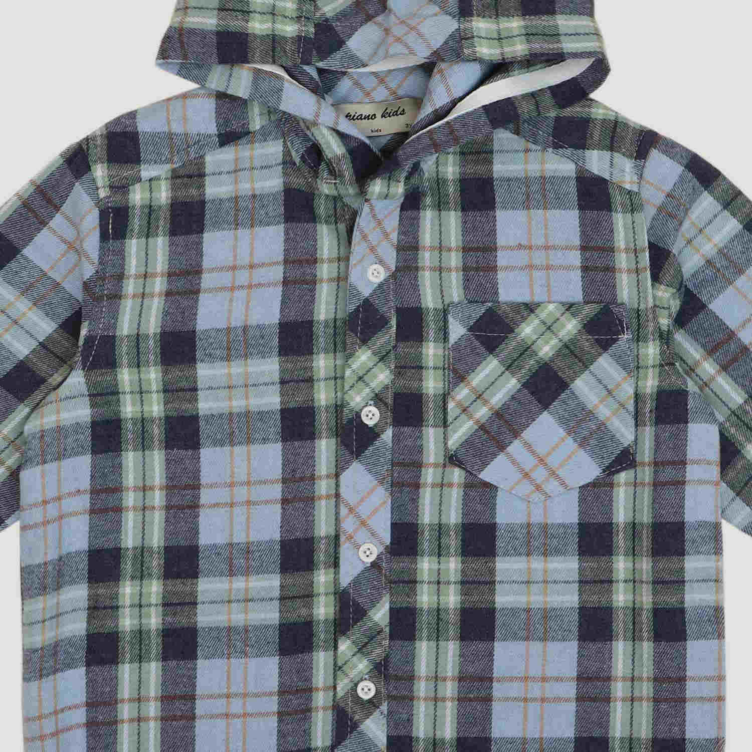 شومیز فلانل آستین بلند کلاه دار