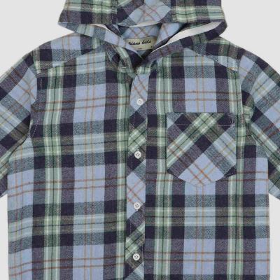 شومیز فلانل آستین بلند کلاه دار