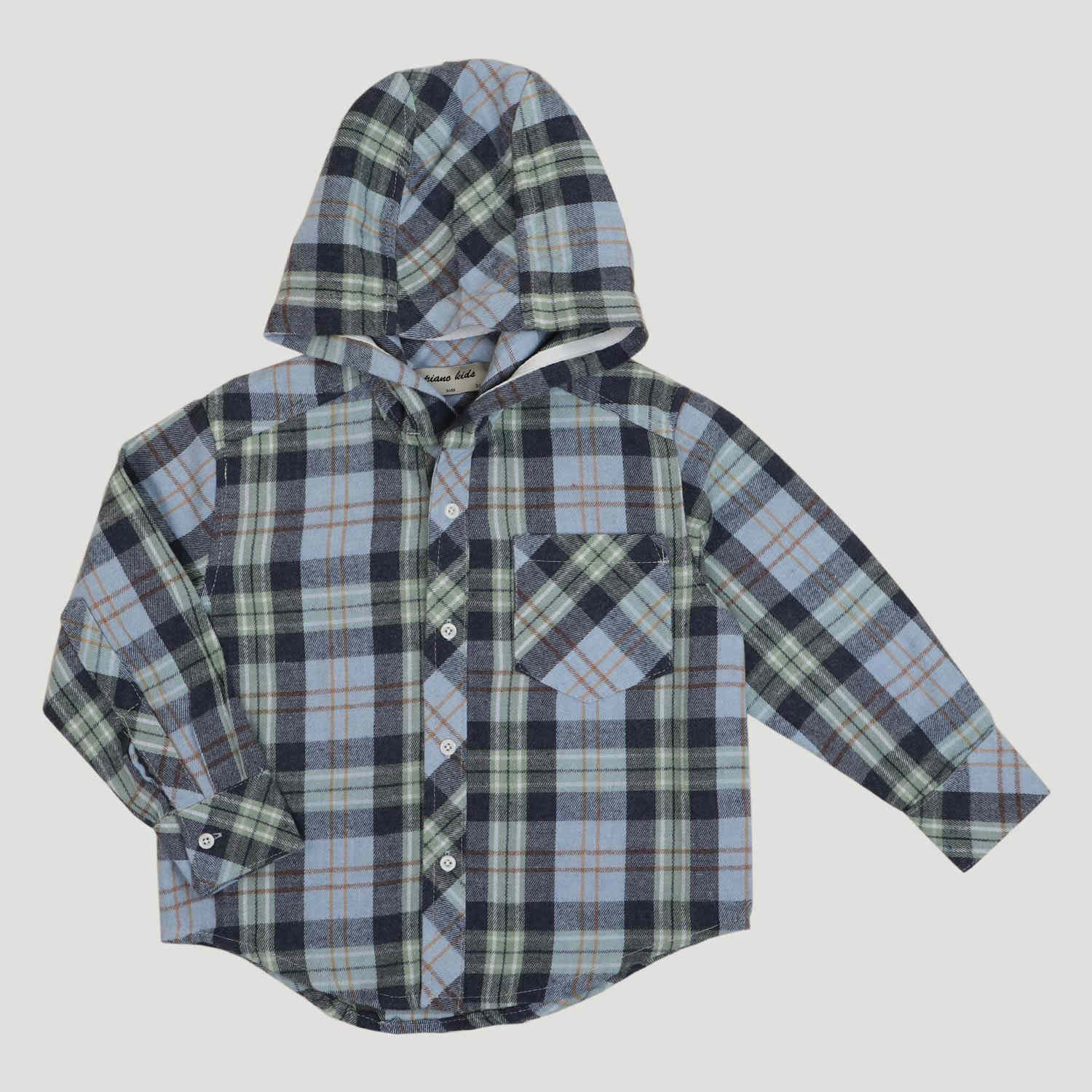 شومیز فلانل آستین بلند کلاه دار