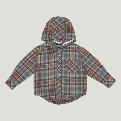 شومیز فلانل آستین بلند کلاه دار