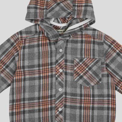 شومیز فلانل آستین بلند کلاه دار