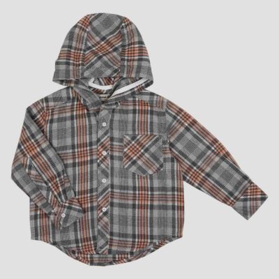 شومیز فلانل آستین بلند کلاه دار