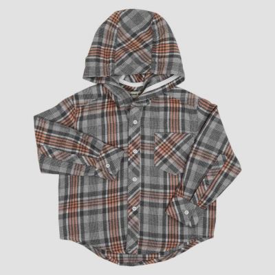 شومیز فلانل آستین بلند کلاه دار