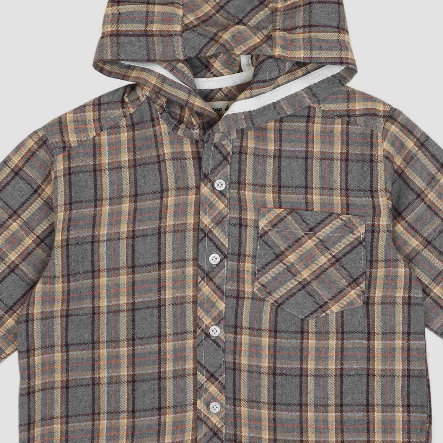 شومیز فلانل آستین بلند کلاه دار