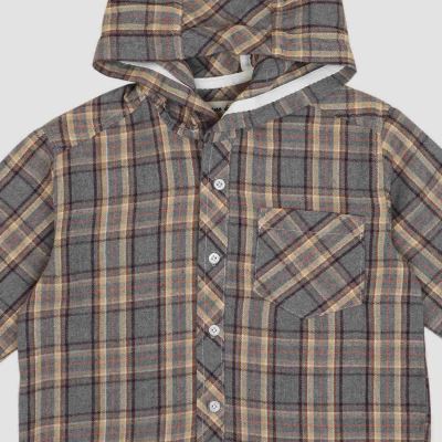 شومیز فلانل آستین بلند کلاه دار