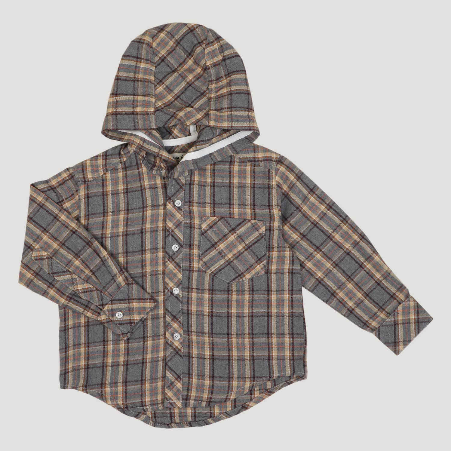 شومیز فلانل آستین بلند کلاه دار