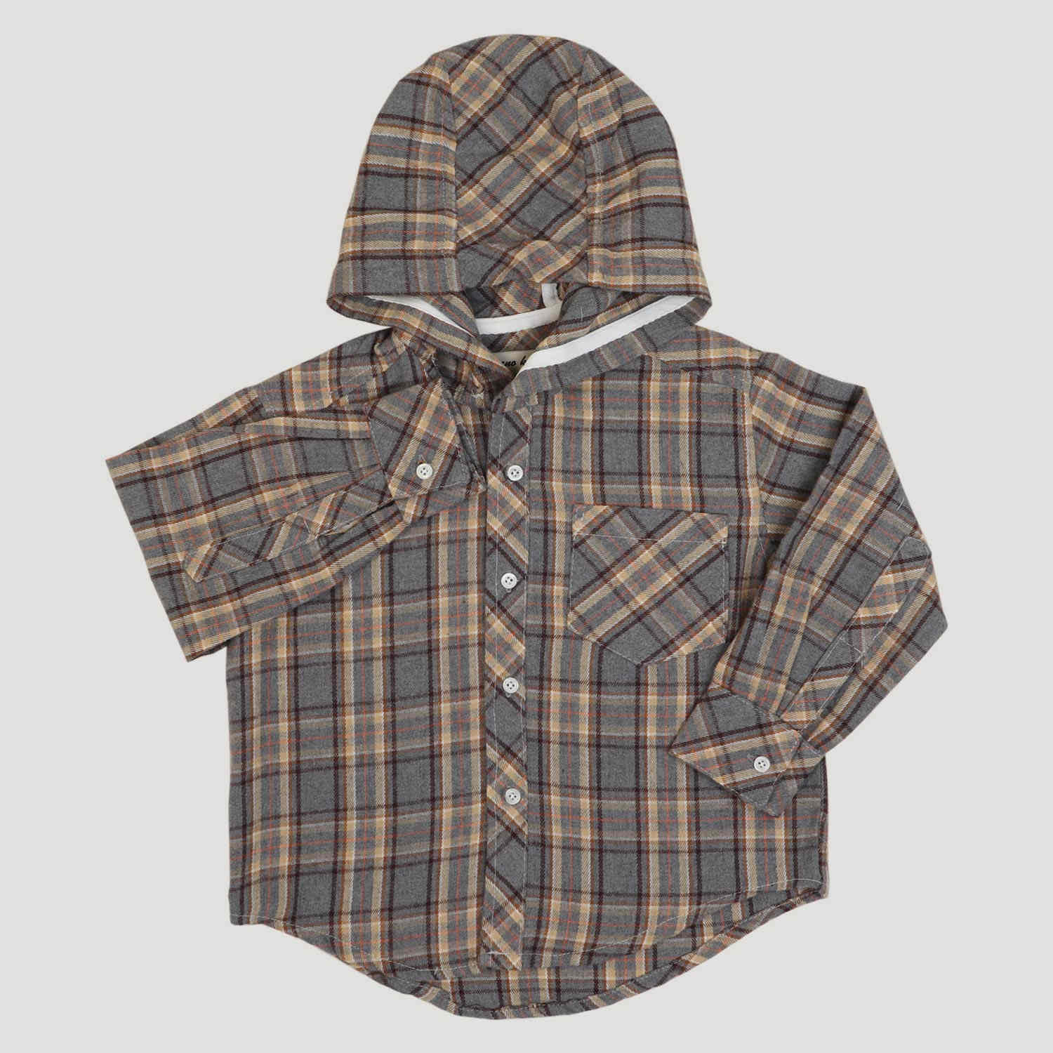 شومیز فلانل آستین بلند کلاه دار