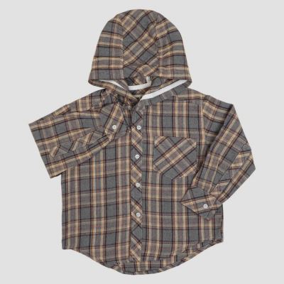 شومیز فلانل آستین بلند کلاه دار