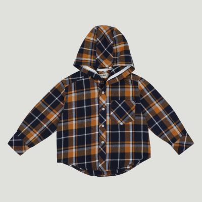 شومیز فلانل آستین بلند کلاه دار