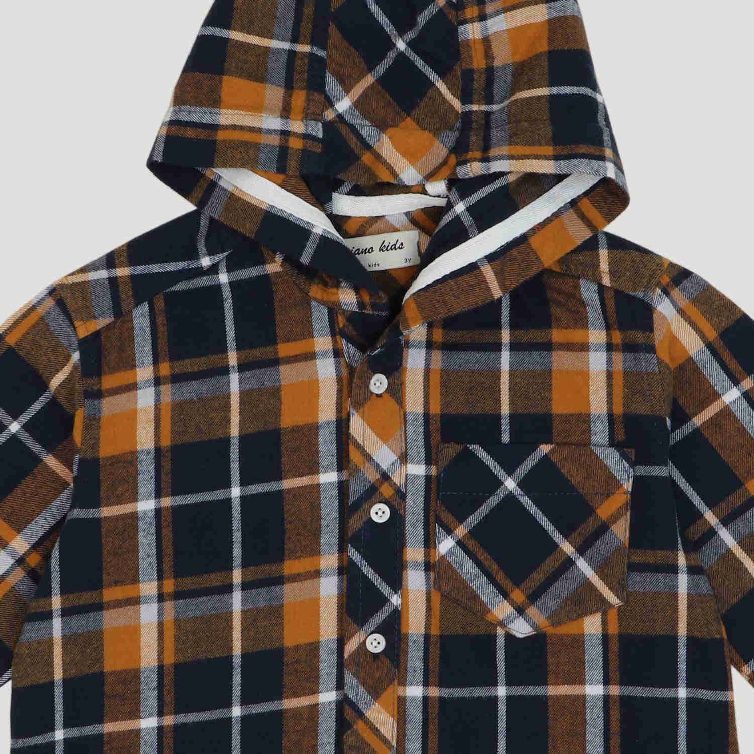 شومیز فلانل آستین بلند کلاه دار