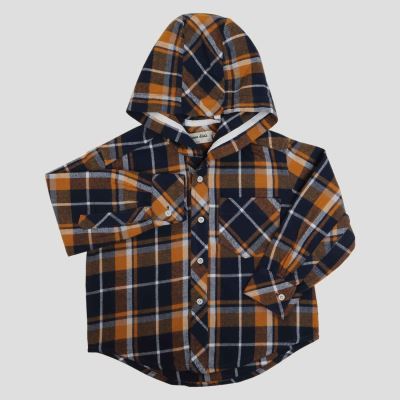 شومیز فلانل آستین بلند کلاه دار