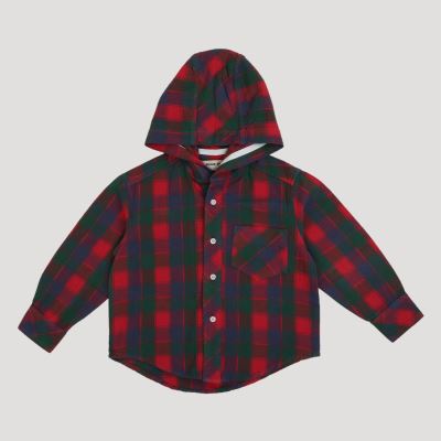 شومیز فلانل آستین بلند کلاه دار