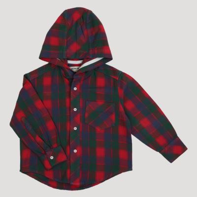 شومیز فلانل آستین بلند کلاه دار