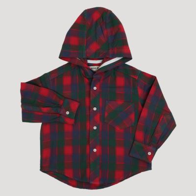 شومیز فلانل آستین بلند کلاه دار