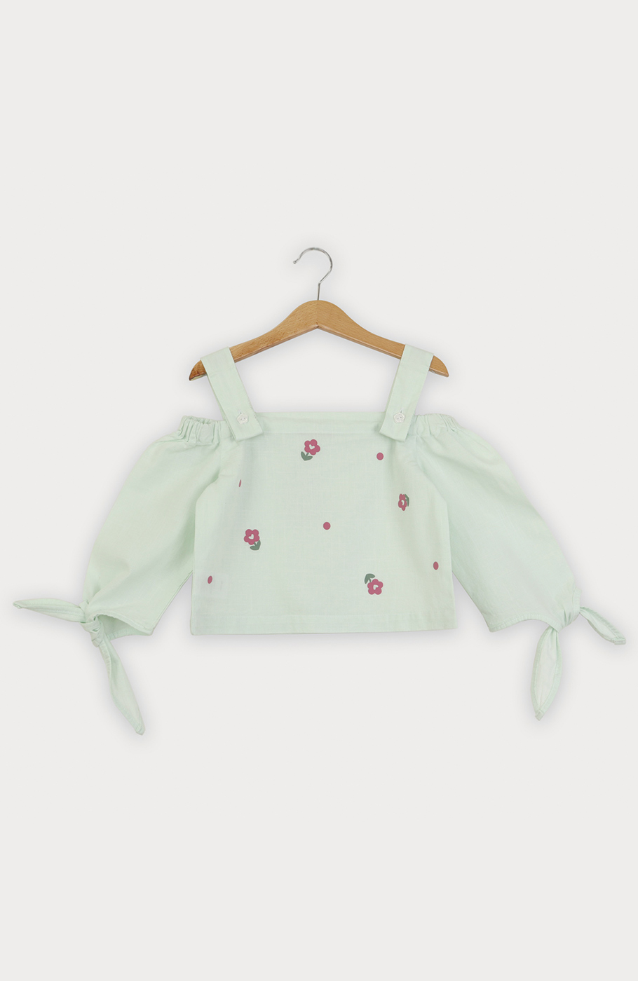 بلوز لینن اسلپ سرشانه بنددار