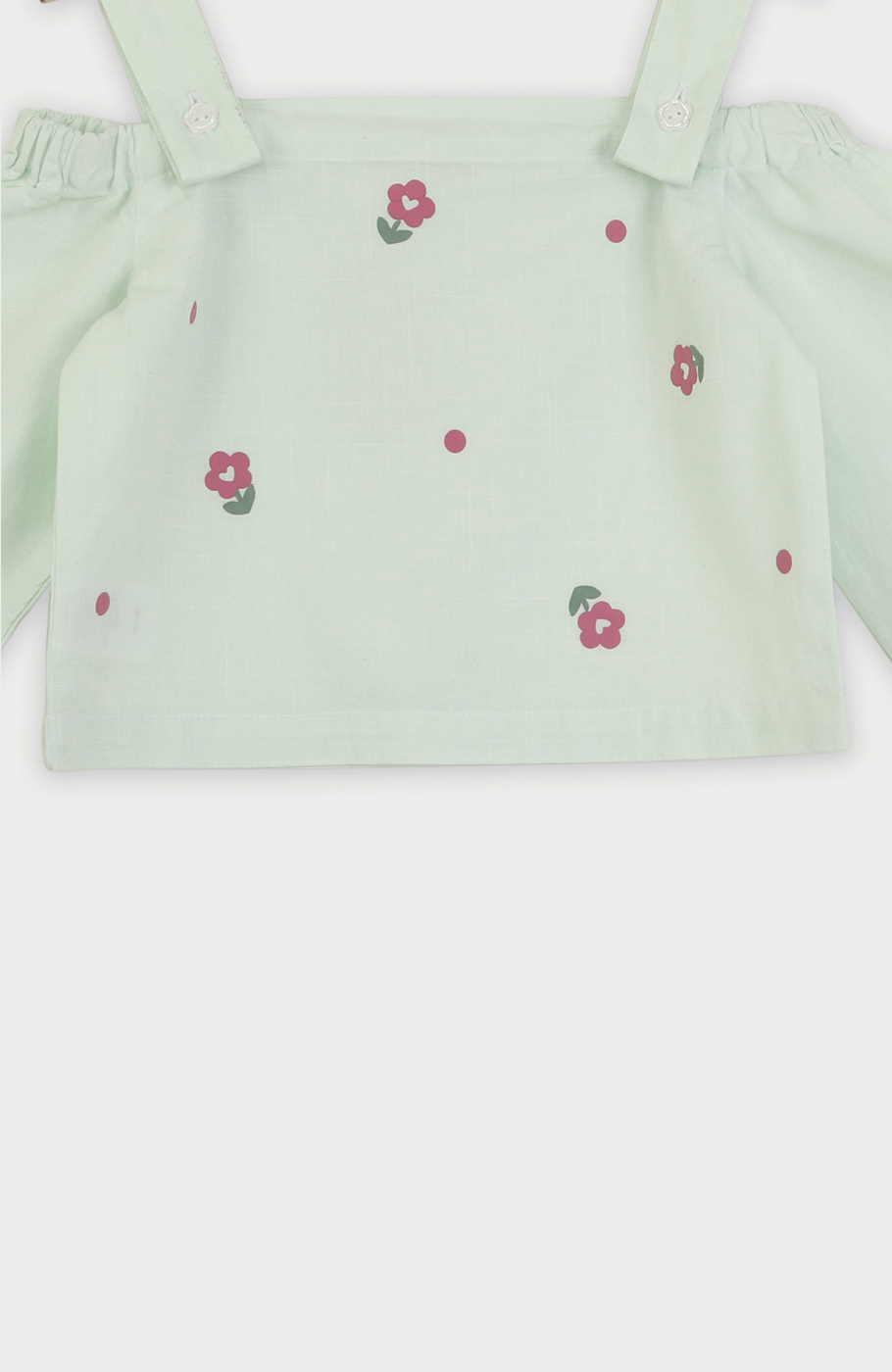 بلوز لینن اسلپ سرشانه بنددار