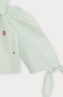 بلوز لینن اسلپ سرشانه بنددار