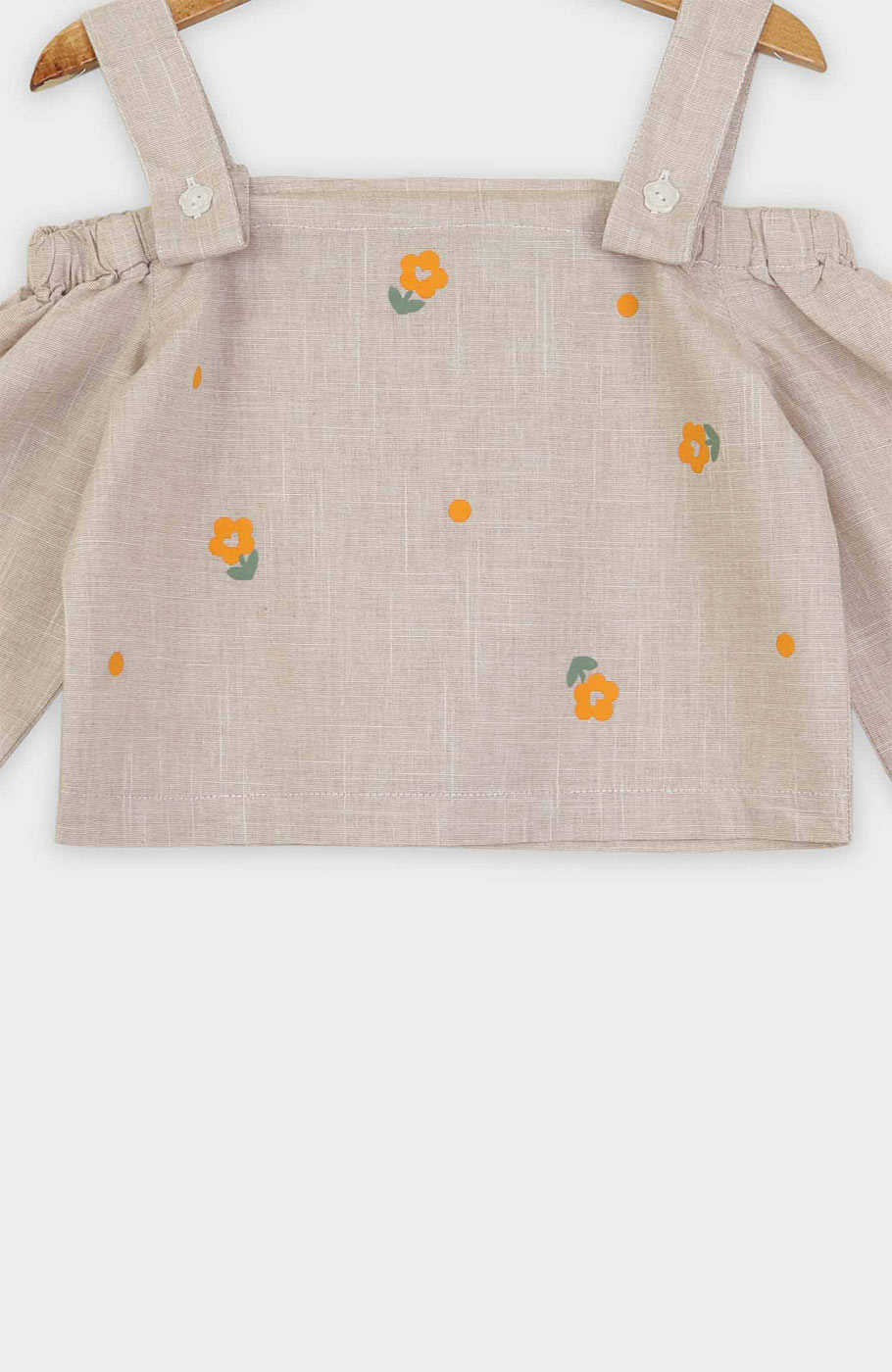 بلوز لینن اسلپ سرشانه بنددار