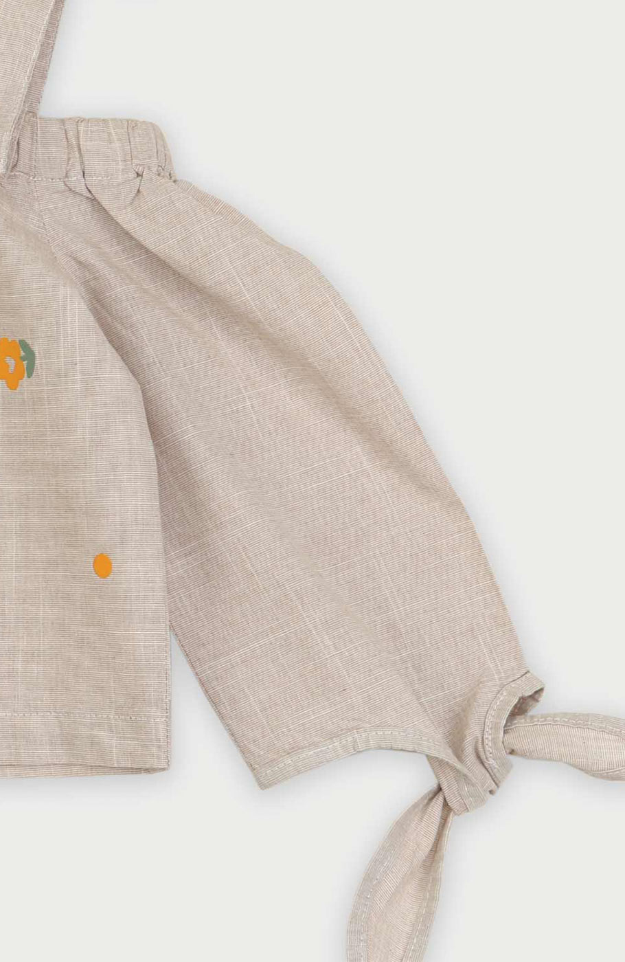 بلوز لینن اسلپ سرشانه بنددار