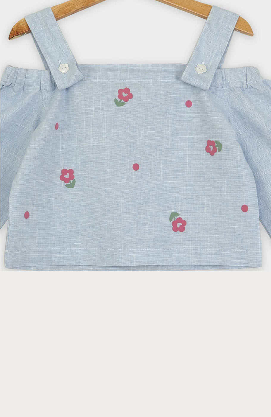 بلوز لینن اسلپ سرشانه بنددار