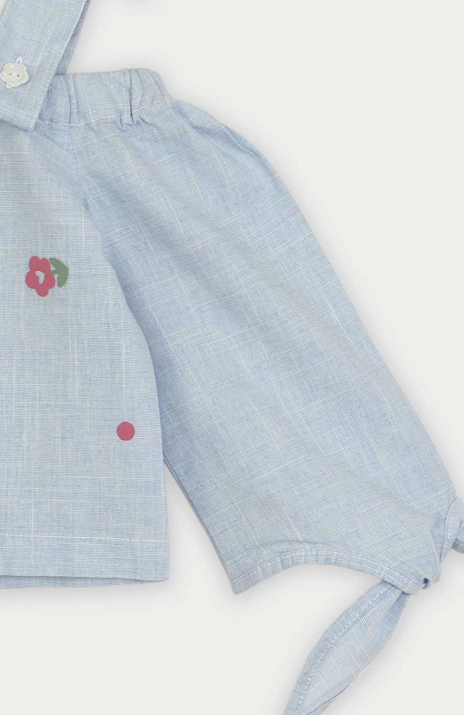 بلوز لینن اسلپ سرشانه بنددار