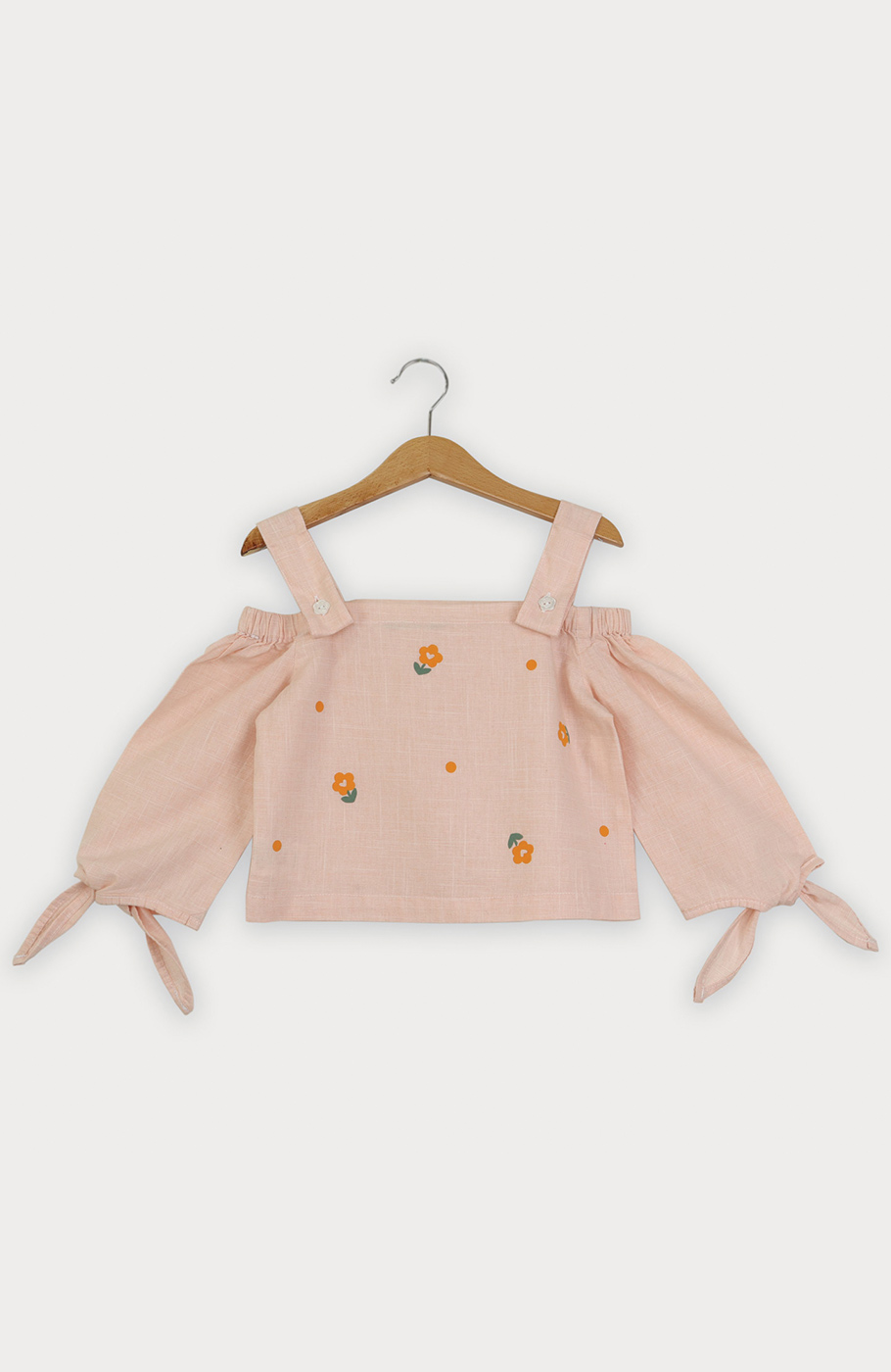 بلوز لینن اسلپ سرشانه بنددار