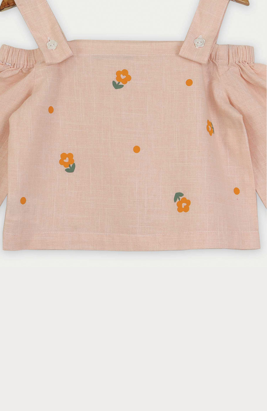 بلوز لینن اسلپ سرشانه بنددار