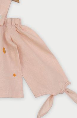 بلوز لینن اسلپ سرشانه بنددار