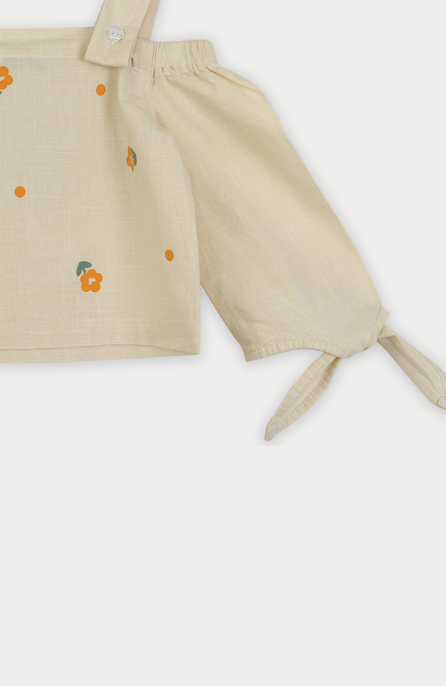 بلوز لینن اسلپ سرشانه بنددار