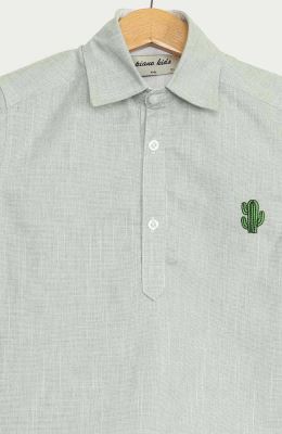 بلوز لینن اسلپ قاپک دار