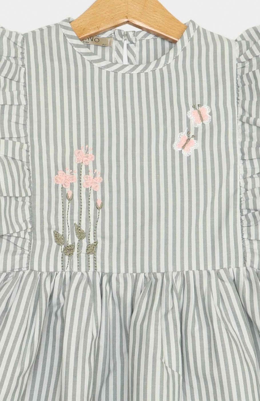 پیراهن نساجی راه راه والان دار