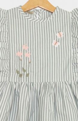 پیراهن نساجی راه راه والان دار