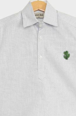 بلوز لینن اسلپ قاپک دار