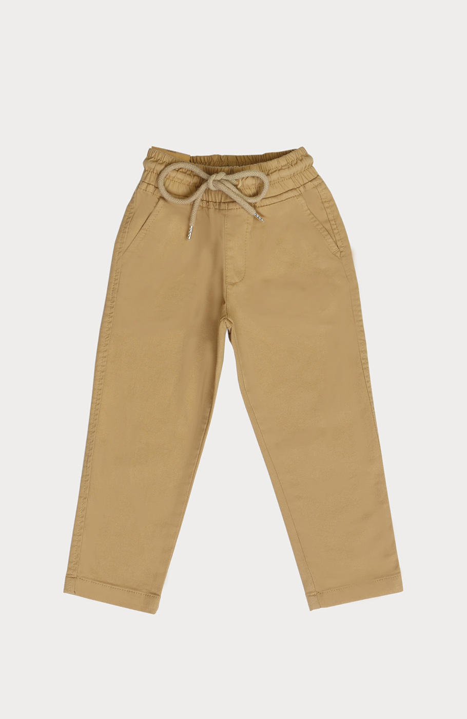 شلوار کتان کمر کش پیلی و برش دار