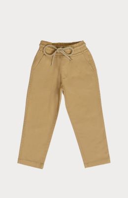 شلوار کتان کمر کش پیلی و برش دار