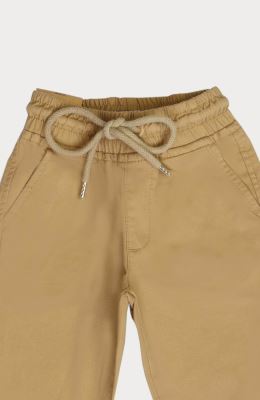 شلوار کتان کمر کش پیلی و برش دار