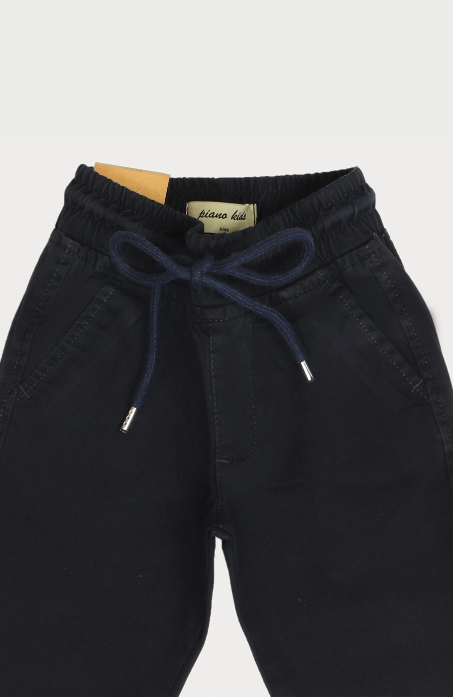 شلوار کتان کمر کش پیلی و برش دار