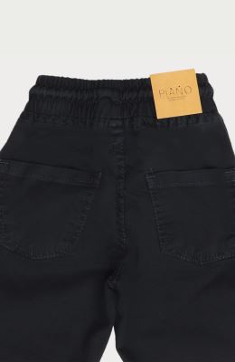 شلوار کتان کمر کش پیلی و برش دار