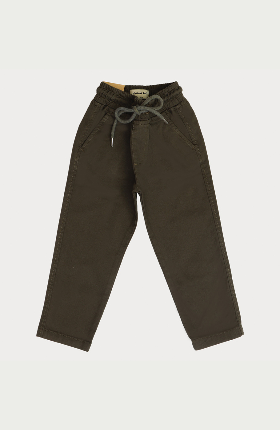 شلوار کتان کمر کش پیلی و برش دار