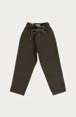 شلوار کتان کمر کش پیلی و برش دار