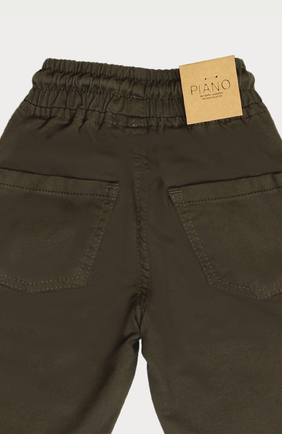 شلوار کتان کمر کش پیلی و برش دار