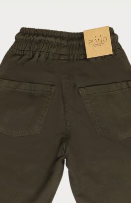 شلوار کتان کمر کش پیلی و برش دار