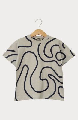 تیشرت یکرو اسلپ آستین افتاده تمام چاپ