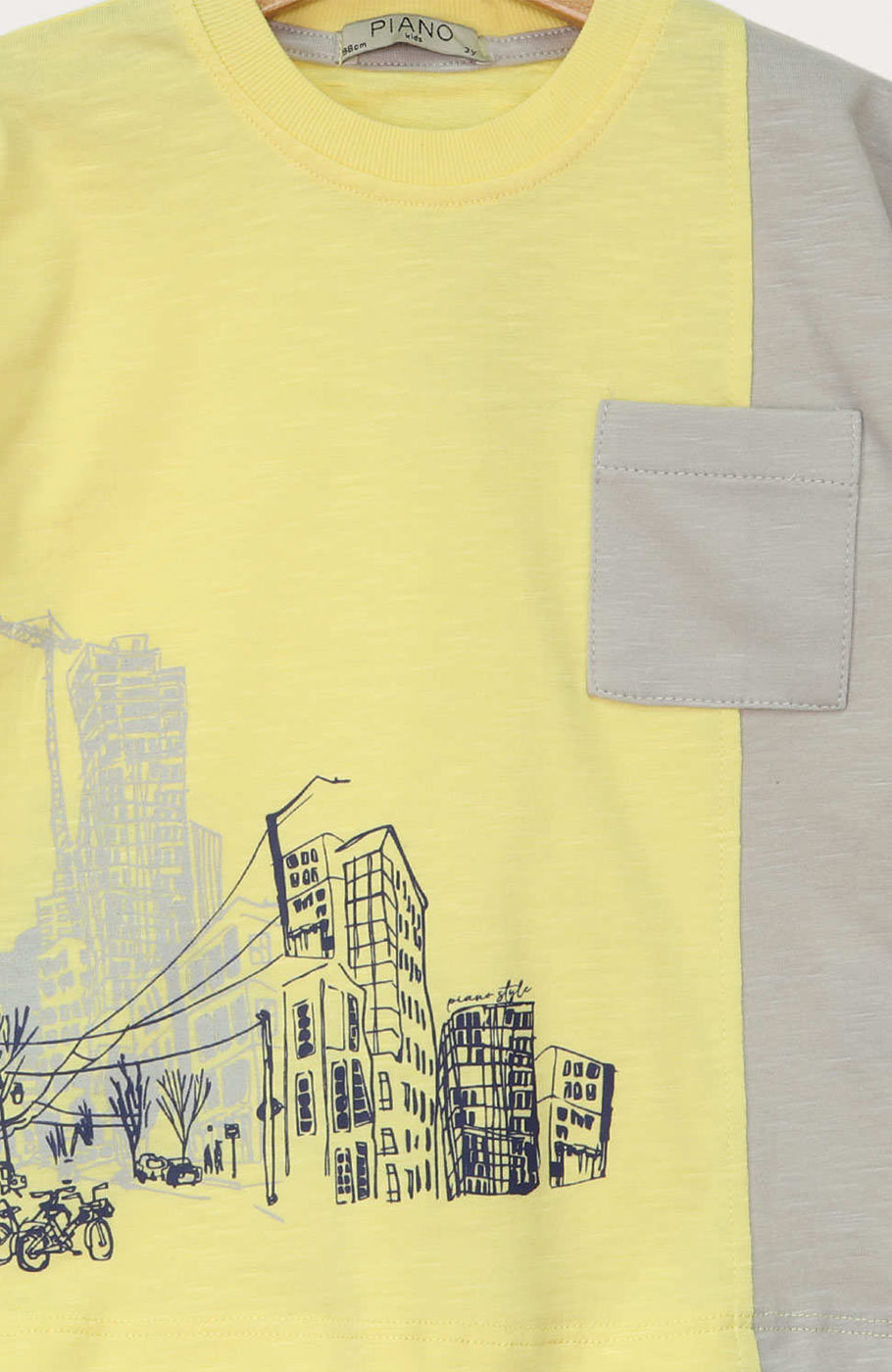 تیشرت یکرو اسلپ دو رنگ جیب دار