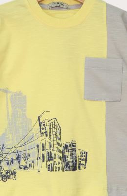 تیشرت یکرو اسلپ دو رنگ جیب دار