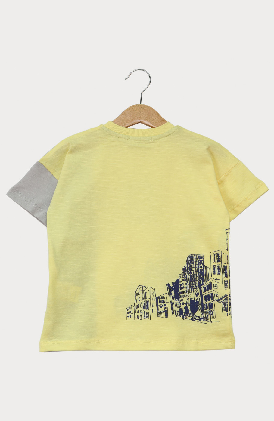 تیشرت یکرو اسلپ دو رنگ جیب دار